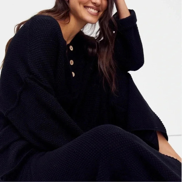 Free People Hailee Sweater Set Matching Two Piece Matching Pullover Pants Black - Picture 15 of 16